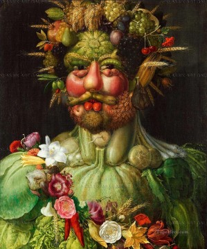 ジュゼッペ・アルチンボルド Painting - 野菜と花の男 ジュゼッペ・アルチンボルド